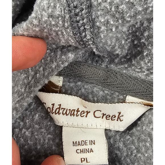 Coldwater creek PL PETITE L grey slub hoodie tunic sweater winter warm grey - Picture 5 of 8